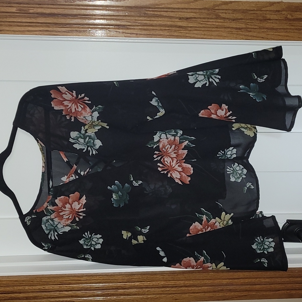 Charlotte Russe black floral bell sleeves
